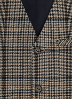 Kamizelka męska w beżowo-brązową kratę