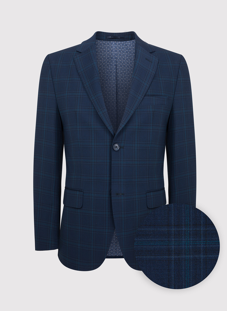 Granatowa marynarka garniturowa z wełną