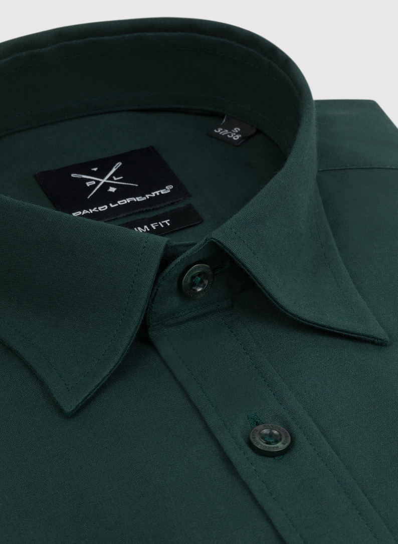 Ciemnozielona gładka koszula męska 