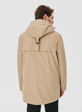 Kurtka męska z kapturem w kolorze beżowym