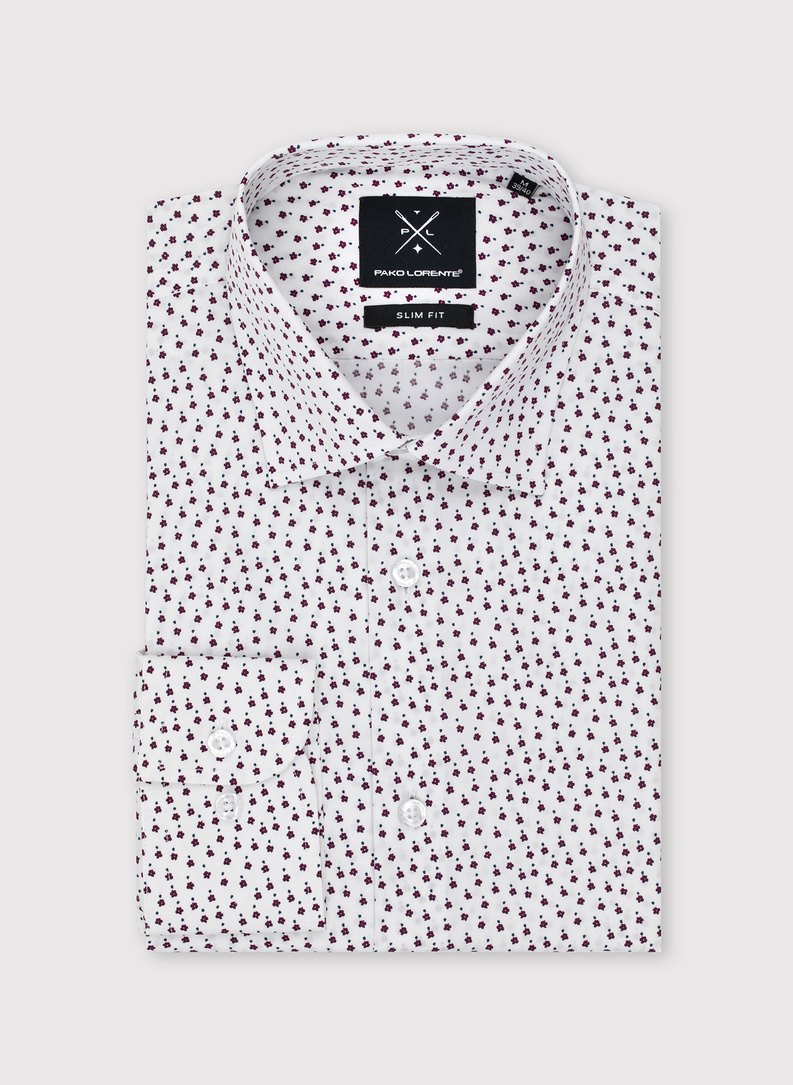 Biała koszula męska w mikrowzór