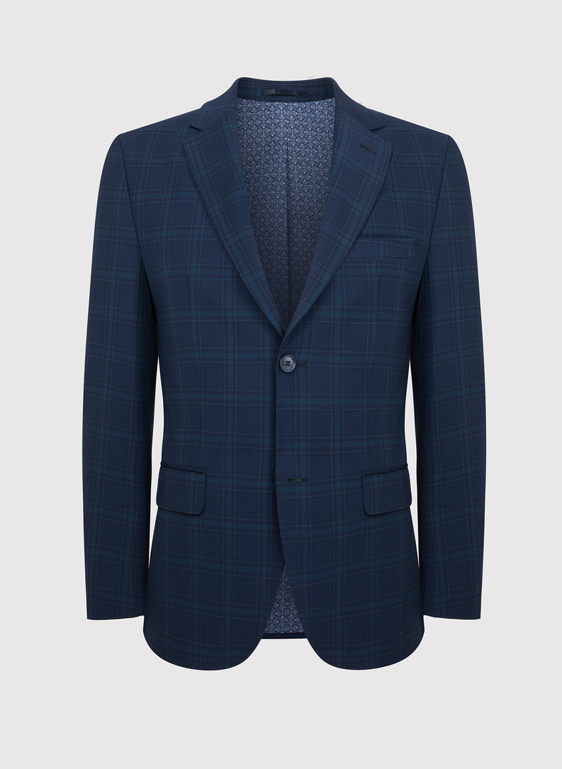 Granatowa marynarka garniturowa z wełną