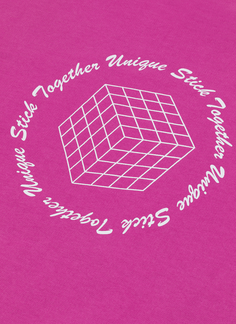 Różowa bluza oversize z okrągłym dekoltem C22SF-2B-004-R-0