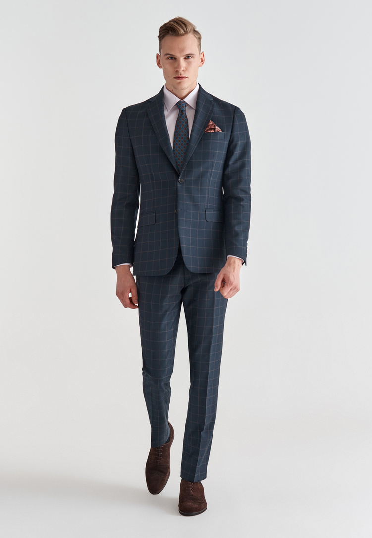 Granatowe spodnie garniturowe P21WP-6G-037-G