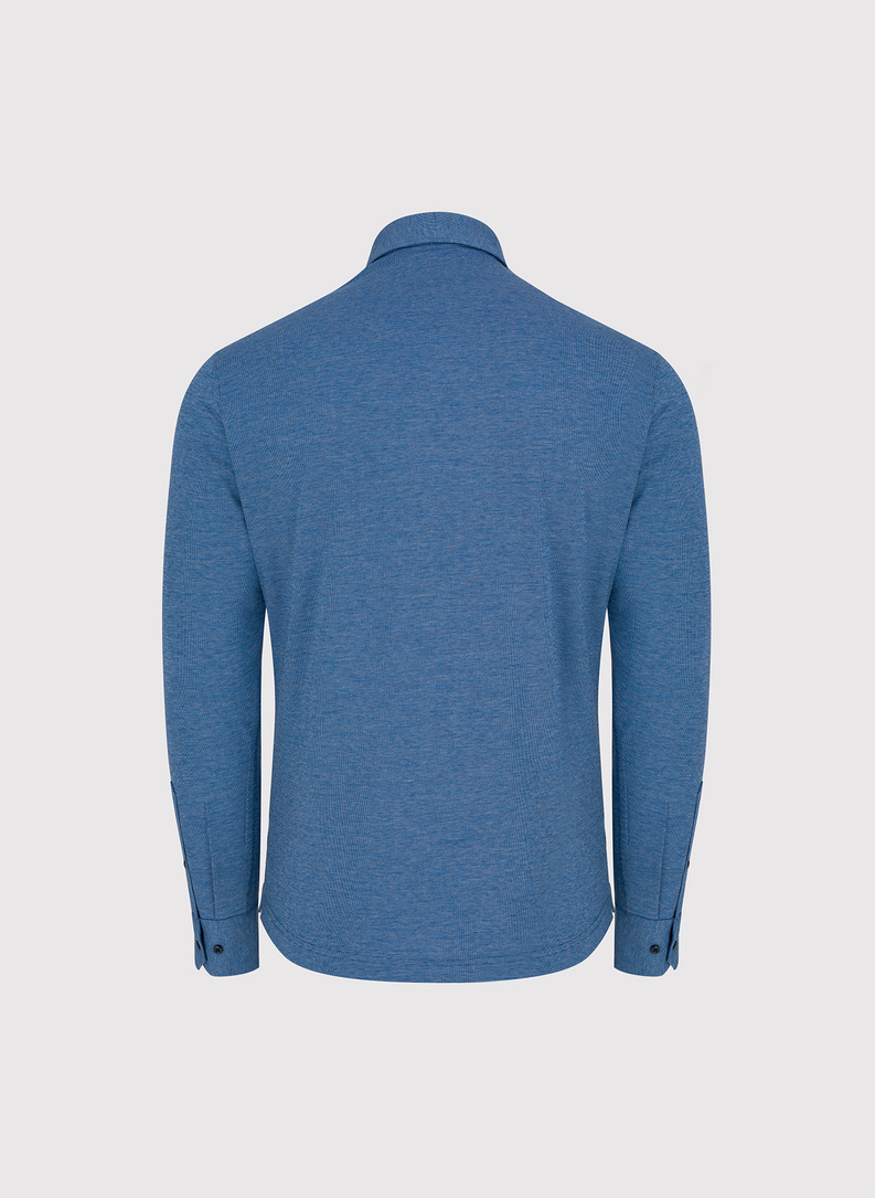 Niebieska dzianinowa koszula męska