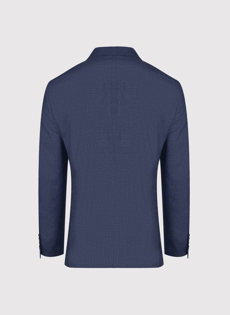 Granatowa marynarka casual z lnem