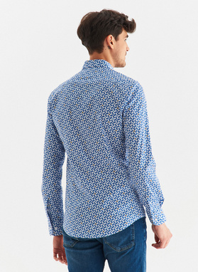 Koszula męska w biało-niebieski mikrowzór 