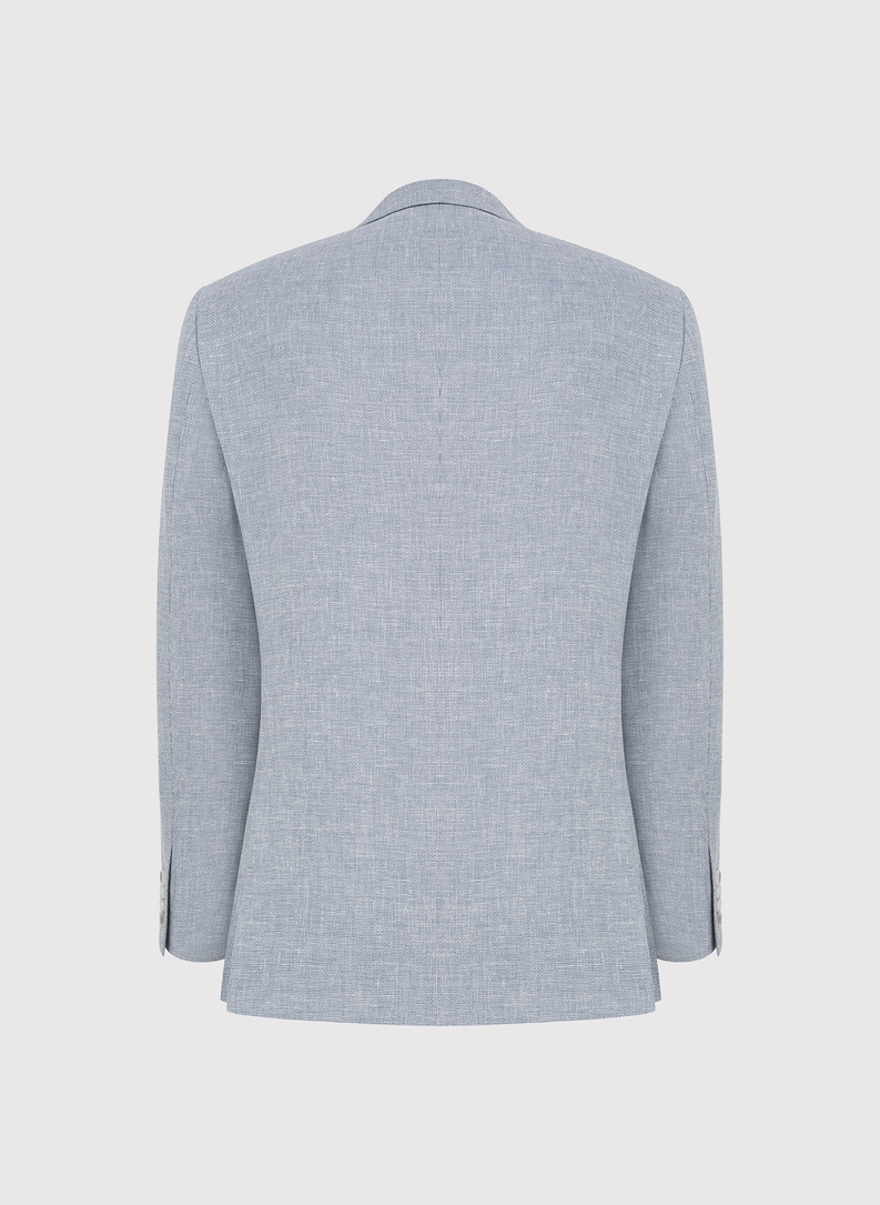 Niebieska marynarka casual z lnem i wełną