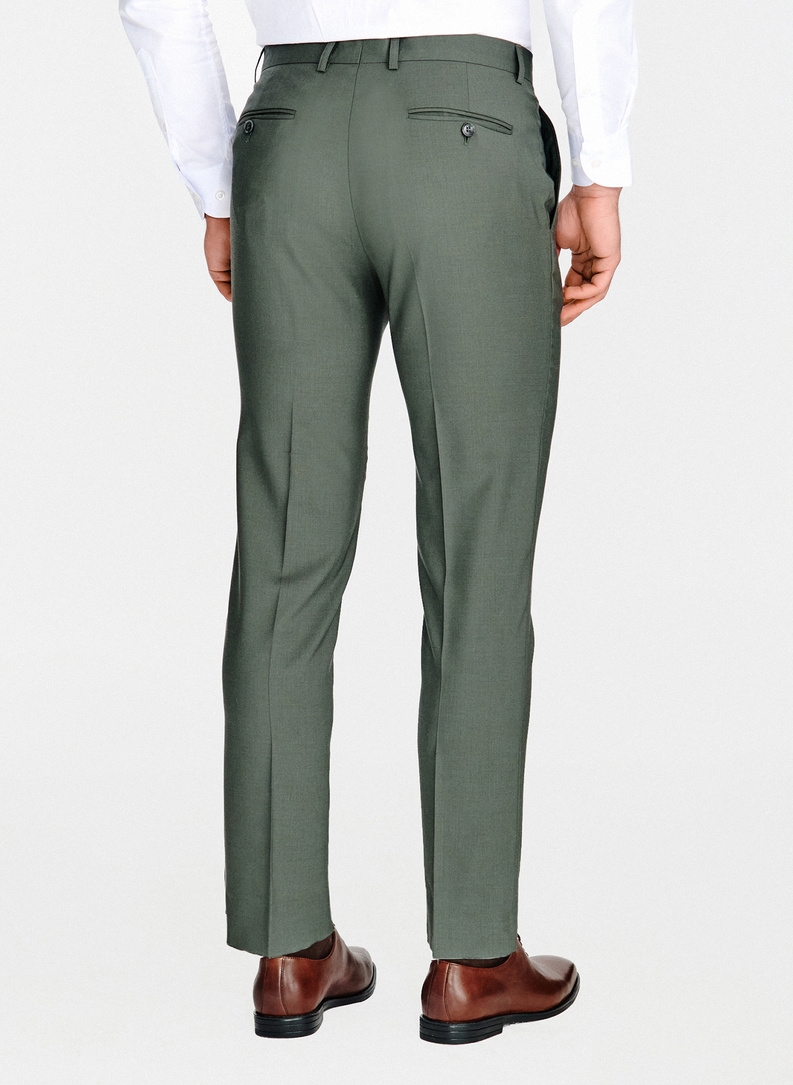 Zielone wełniane spodnie garniturowe