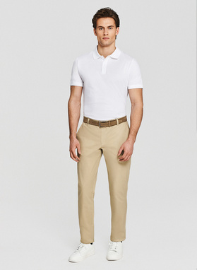 Biały t-shirt polo z bawełny