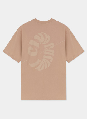 Brązowy T-shirt z krótkim rękawem oversize C21SF-TX-003-A