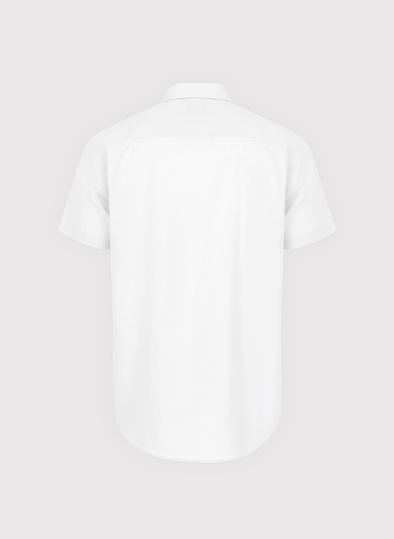 Lniana biała koszula z krótkim rękawem