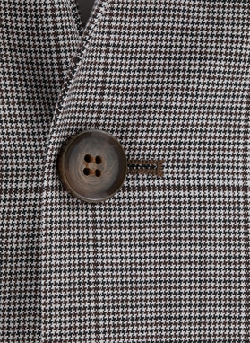 Męska marynarka garniturowa w kratę w brązowych tonach