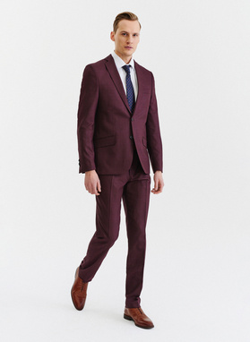 Bordowa marynarka garniturowa w subtelną kratę