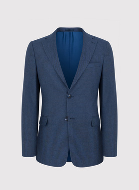 Granatowy garnitur męski w pepitkę