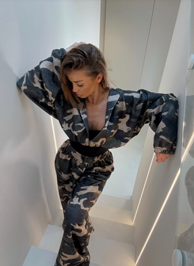 Komplet moro MIJAS szerokie spodnie i bluza oversize