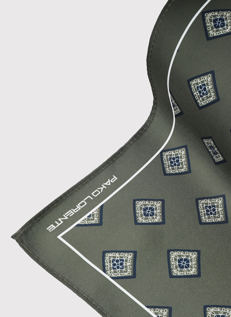 Zielona poszetka męska w romby