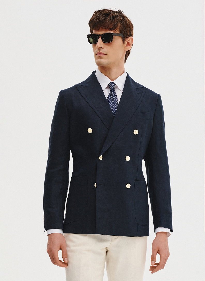 Lniana marynarka dwurzędowa