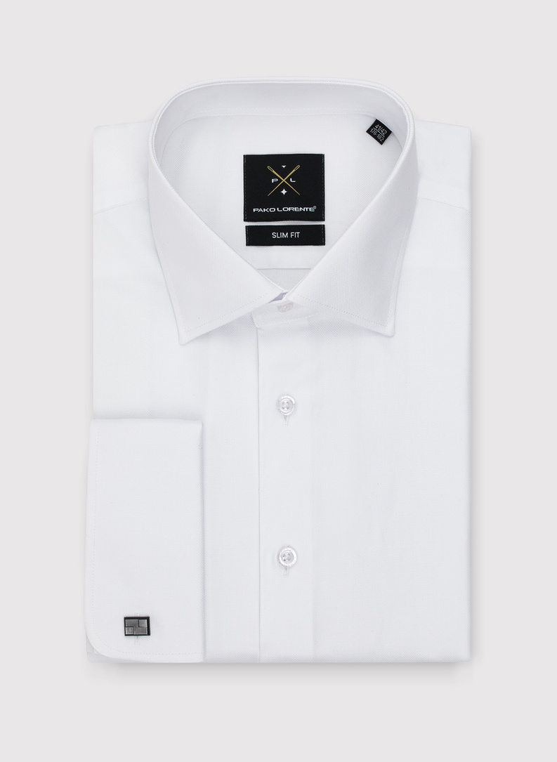 Biała bawełniana koszula męska na spinki