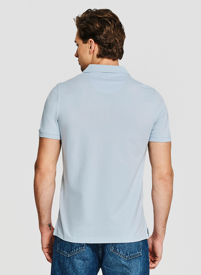 Niebieskie męskie polo z bawełny