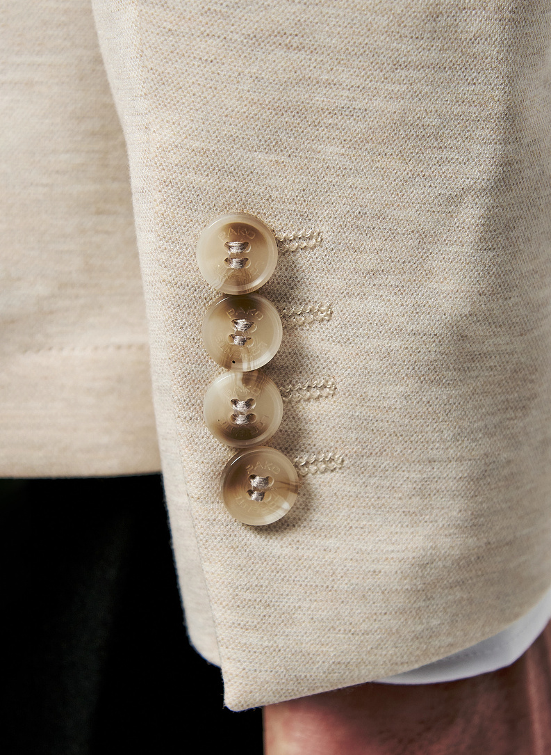 Beżowa dzianinowa marynarka męska