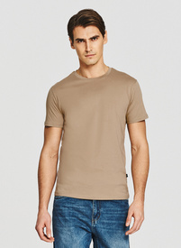 Beżowy bawełniany t-shirt męski
