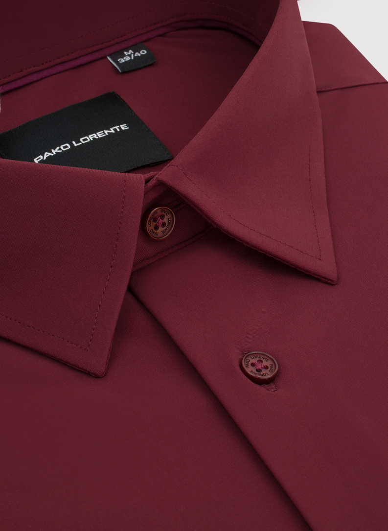 Bordowa dzianinowa koszula męska