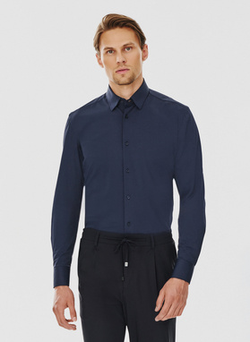 Gładka koszula męska w kolorze granatowym