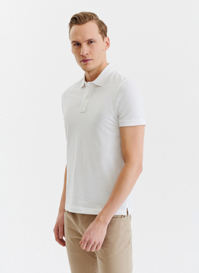 Gładki T-shirt polo w kolorze białym