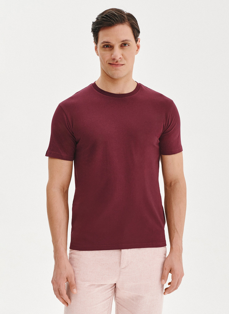 Bawełniany bordowy t-shirt