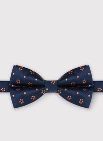 Granatowa muszka męska w pomarańczowe wzorki