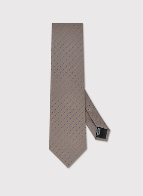 Beżowy krawat w mikrowzór