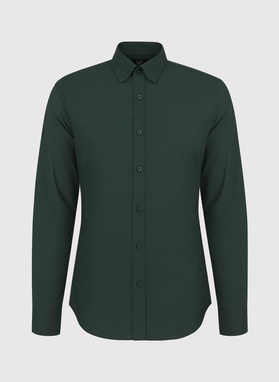 Ciemnozielona gładka koszula męska 