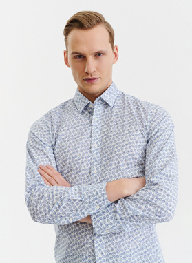 Biała koszula męska w niebieskie kwiaty