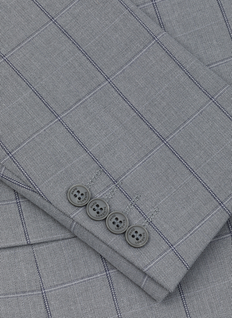 Szary garnitur w kratę Windowpane