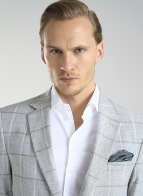 Jasnoszara marynarka męska w kratkę