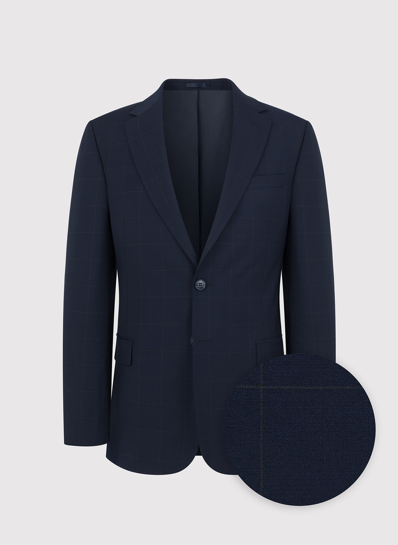 Granatowy garnitur w kratę Windowpane