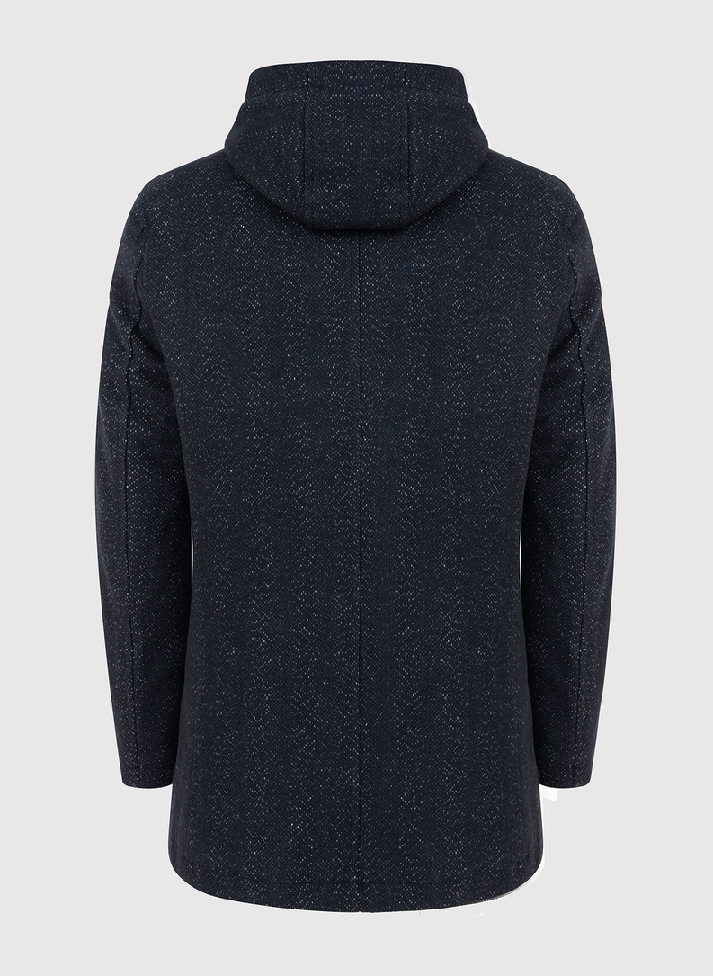 Czarny płaszcz męski z odpinanym kapturem