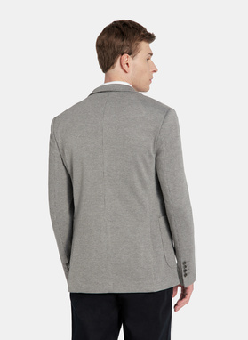 Szara marynarka w pepitkę z dzianiny