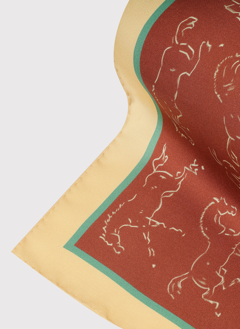 Brązowa poszetka męska zwierzęta