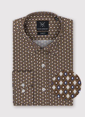 Brązowa męska koszula w mikrowzór