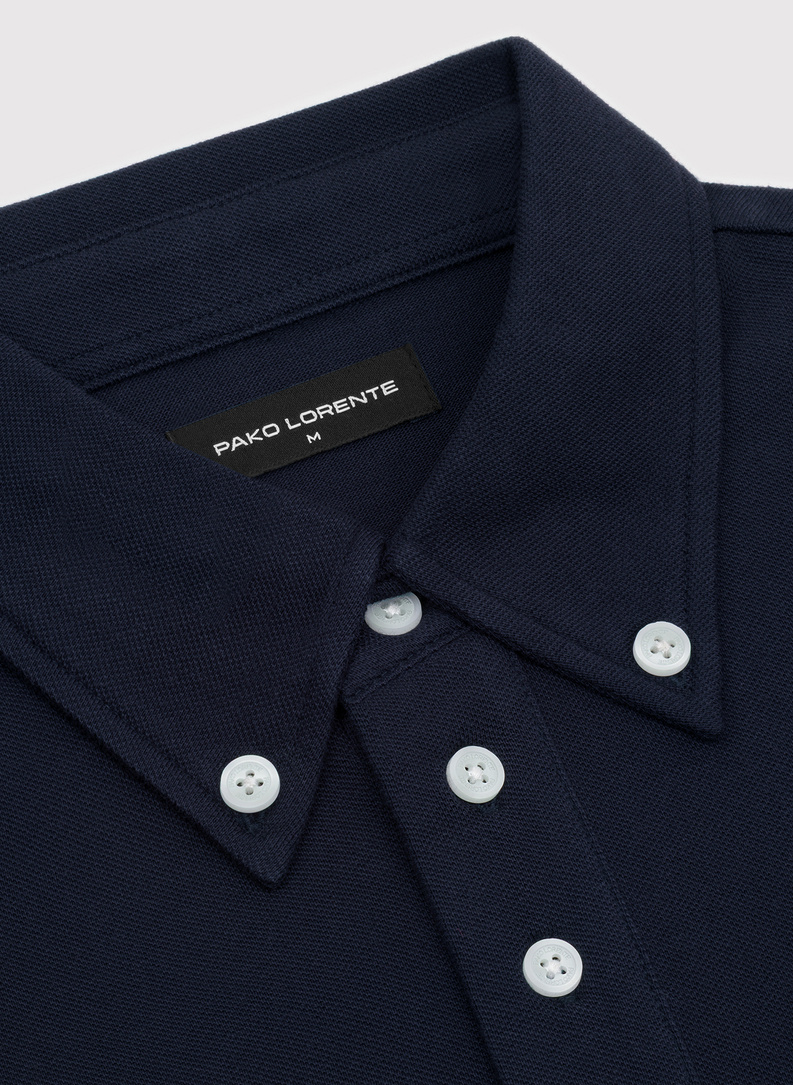 Granatowy t-shirt polo z bawełny