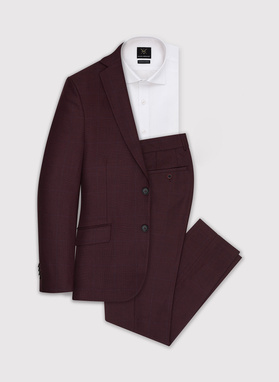 Bordowa marynarka garniturowa w subtelną kratę