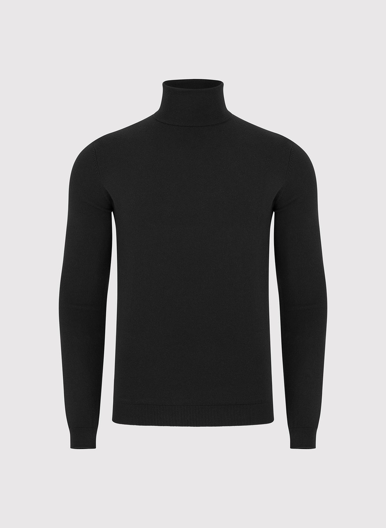 Czarny gładki golf męski