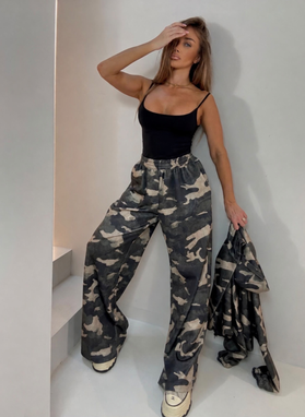 Komplet moro MIJAS szerokie spodnie i bluza oversize