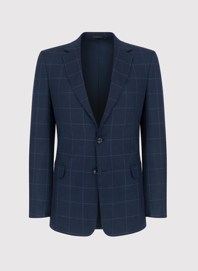 Granatowa marynarka w kratę Windowpane