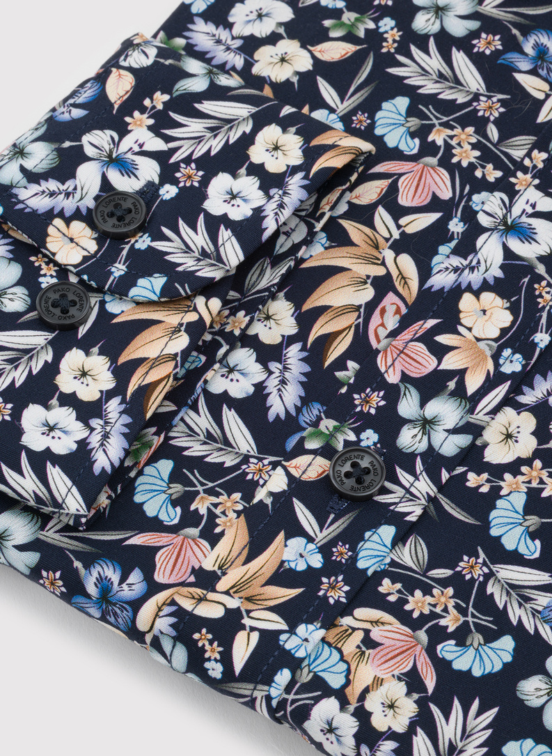 Granatowa koszula w kwiaty