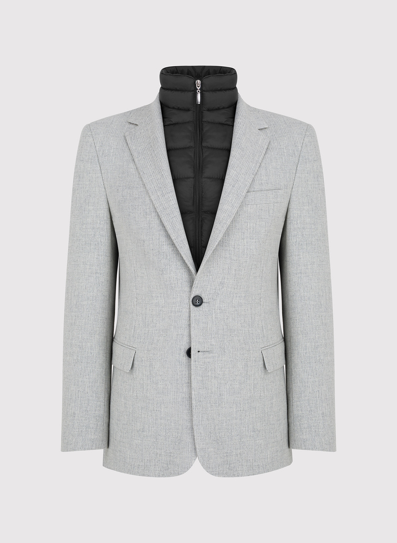 Szara marynarka męska z odpinaną podpinką