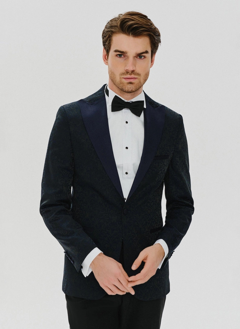 Ślubny czarno-granatowy smoking męski
