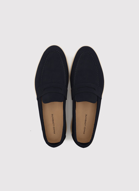 Granatowe mokasyny z zamszu